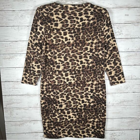 Cremieux Dillards Leopard Animal Print Poly Acrylic Spandex Sheath Knit Dress S - Picture 3 of 8